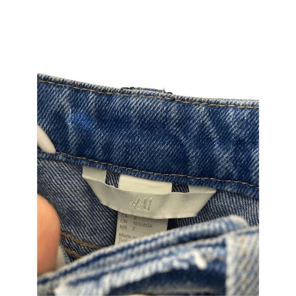 H&M Denim Above Knee Denimcore Y2K Modest Raw Hem Medium Wash Skirt - Picture 4 of 7